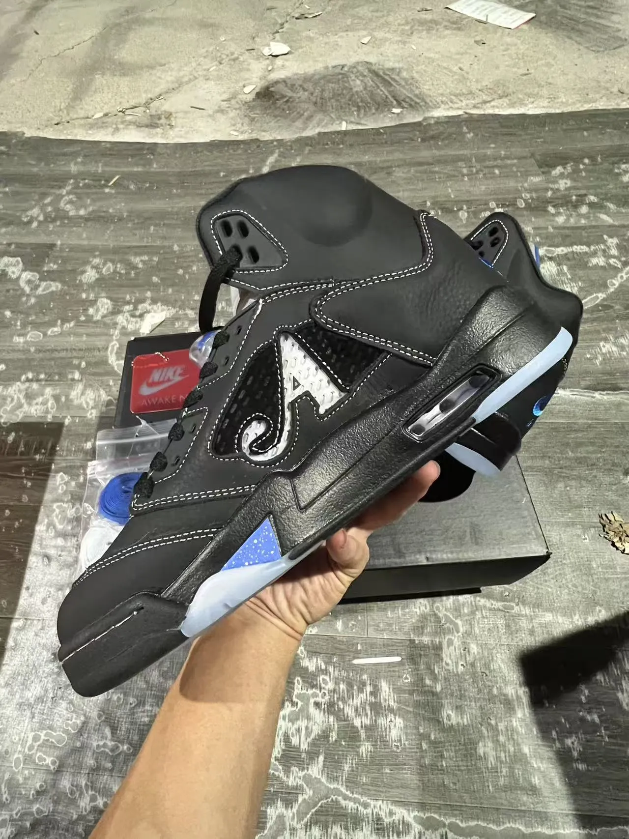 Air Jordan 5 Black Royal Blue NY Basketball Shoes 5