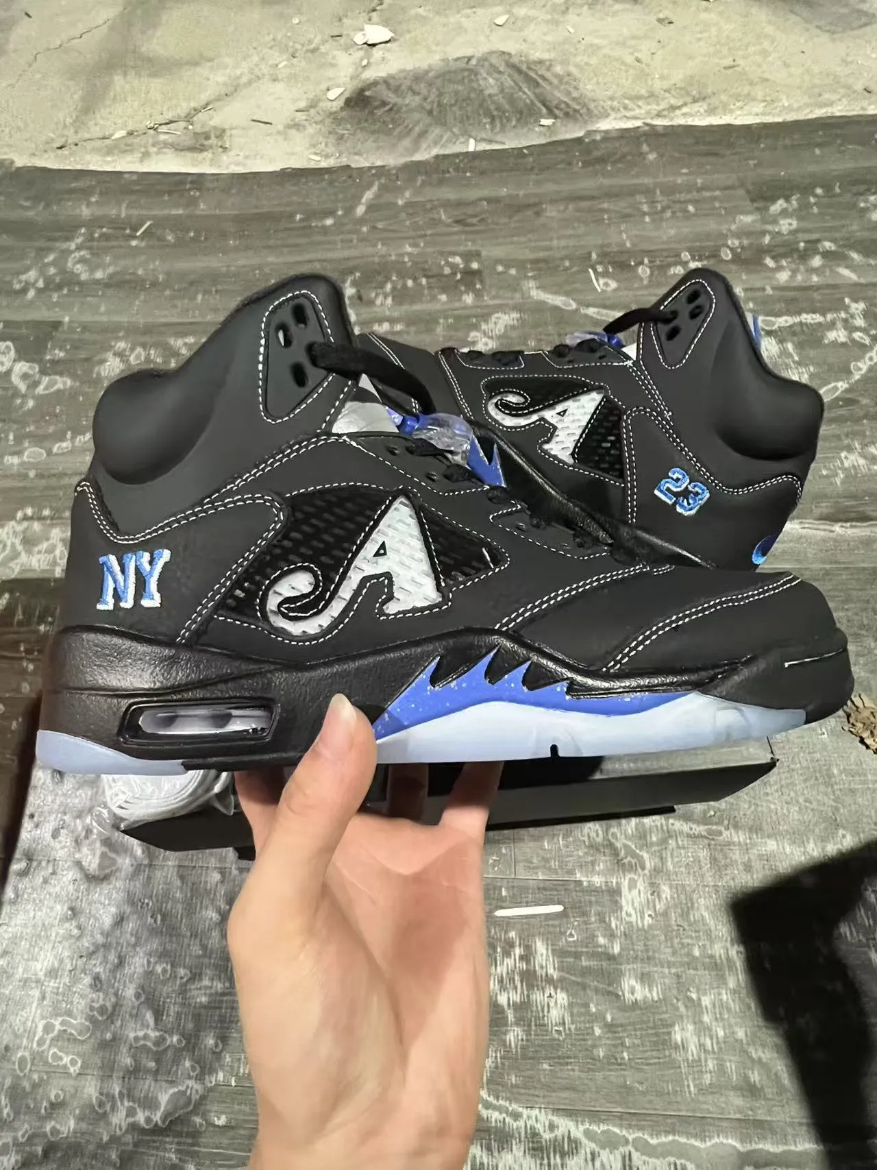 Air Jordan 5 Black Royal Blue NY Basketball Shoes 7