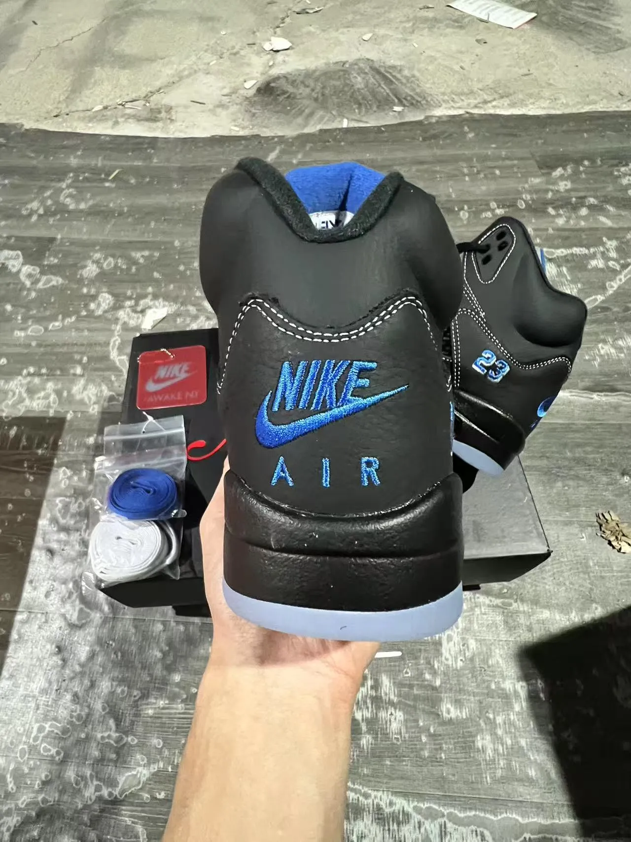 Air Jordan 5 Black Royal Blue NY Basketball Shoes 8