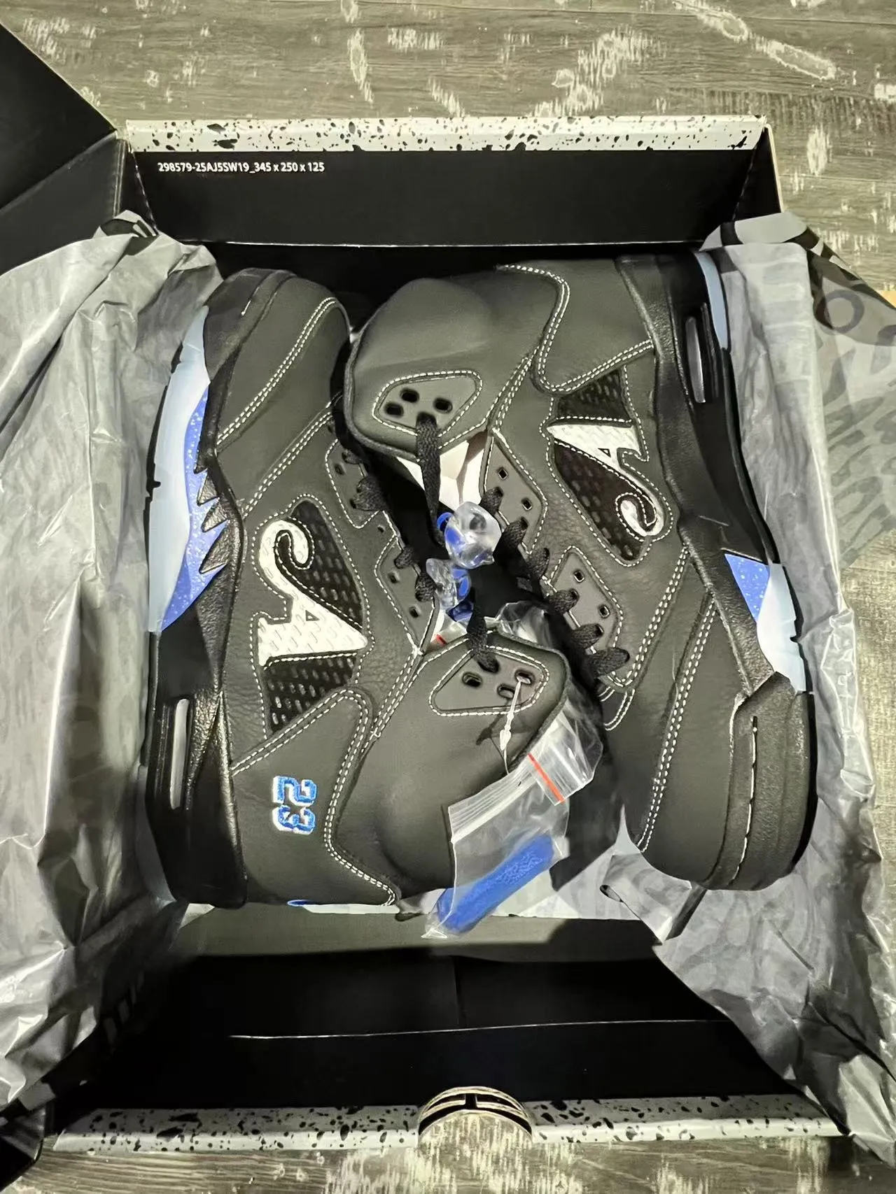 Air Jordan 5 Black Royal Blue NY Basketball Shoes 9