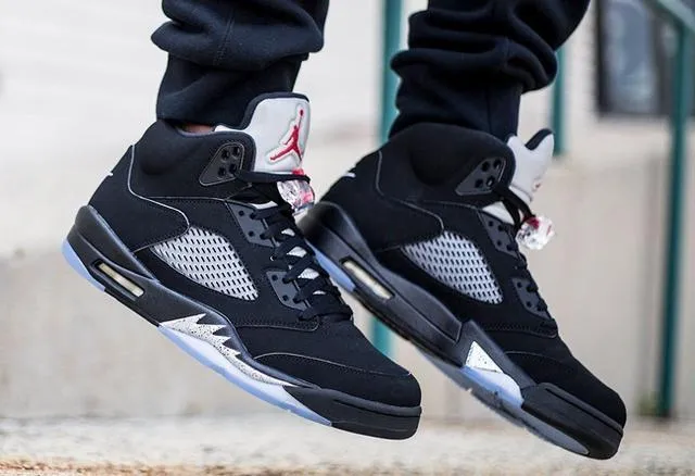 Air Jordan 5 Black White Silver Light Blue Basketball Shoes 2