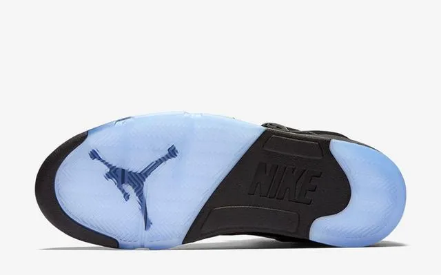Air Jordan 5 Black White Silver Light Blue Basketball Shoes 4