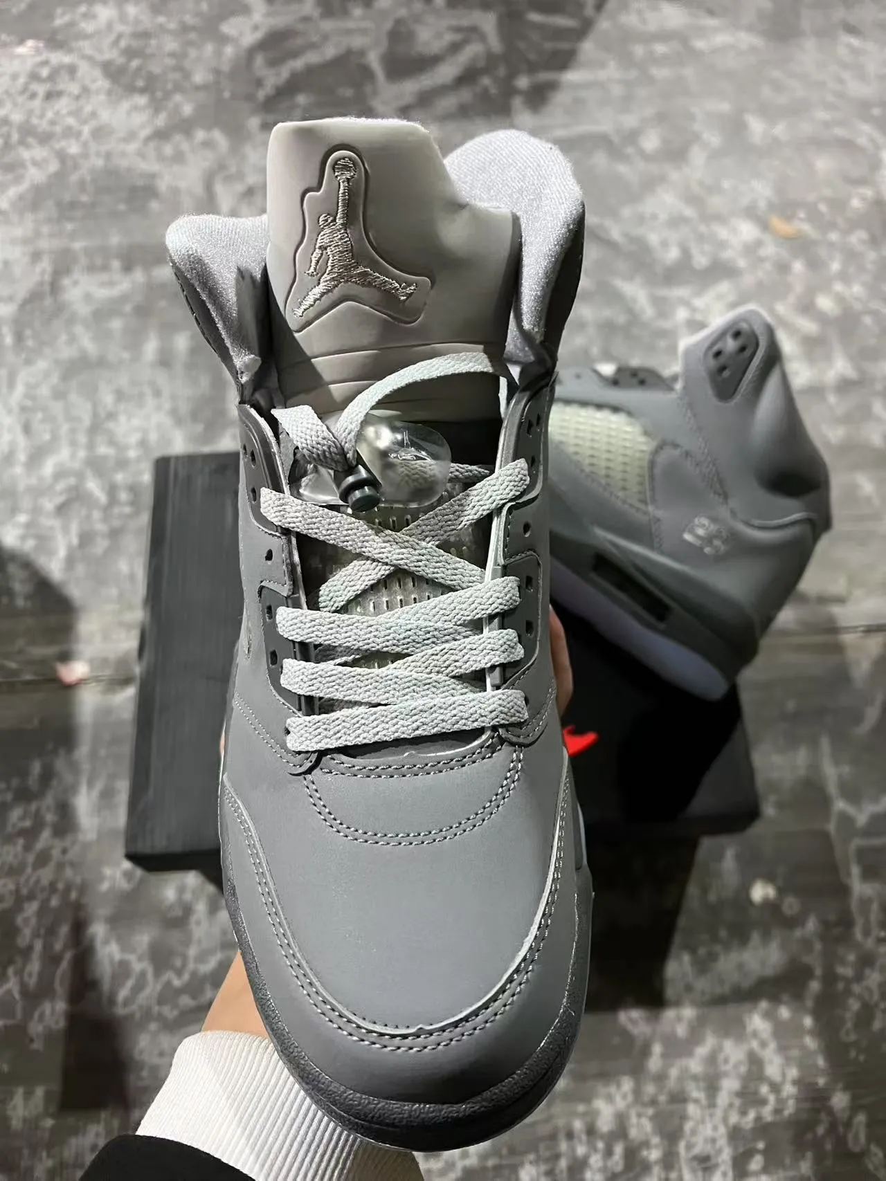 Air Jordan 5 Gray Blue High-Top Monochrome Basketball Shoes 3