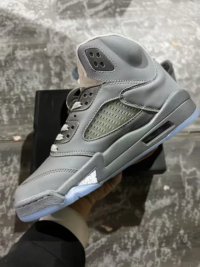 Air Jordan 5 Gray Blue High-Top Monochrome Basketball Shoes 5