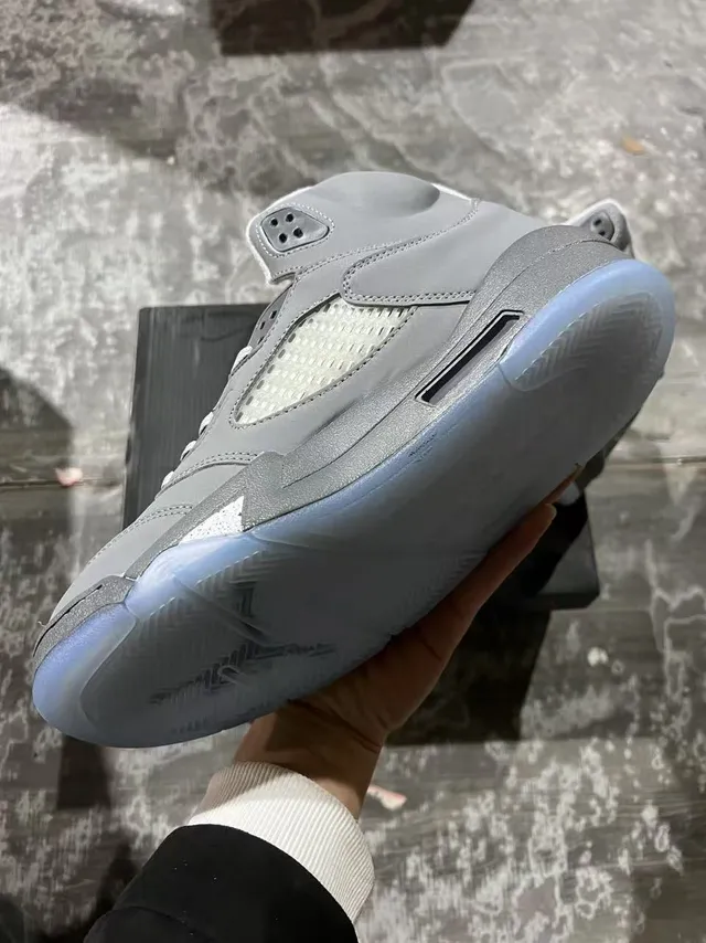 Air Jordan 5 Gray Blue High-Top Monochrome Basketball Shoes 6