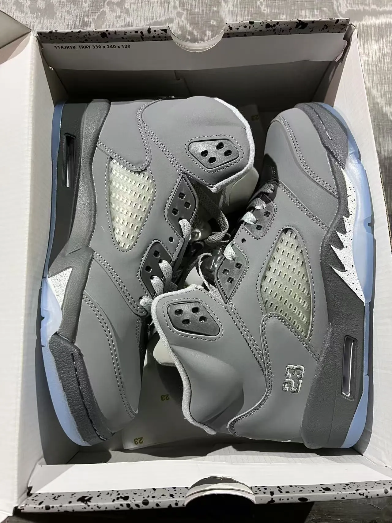 Air Jordan 5 Gray Blue High-Top Monochrome Basketball Shoes 9
