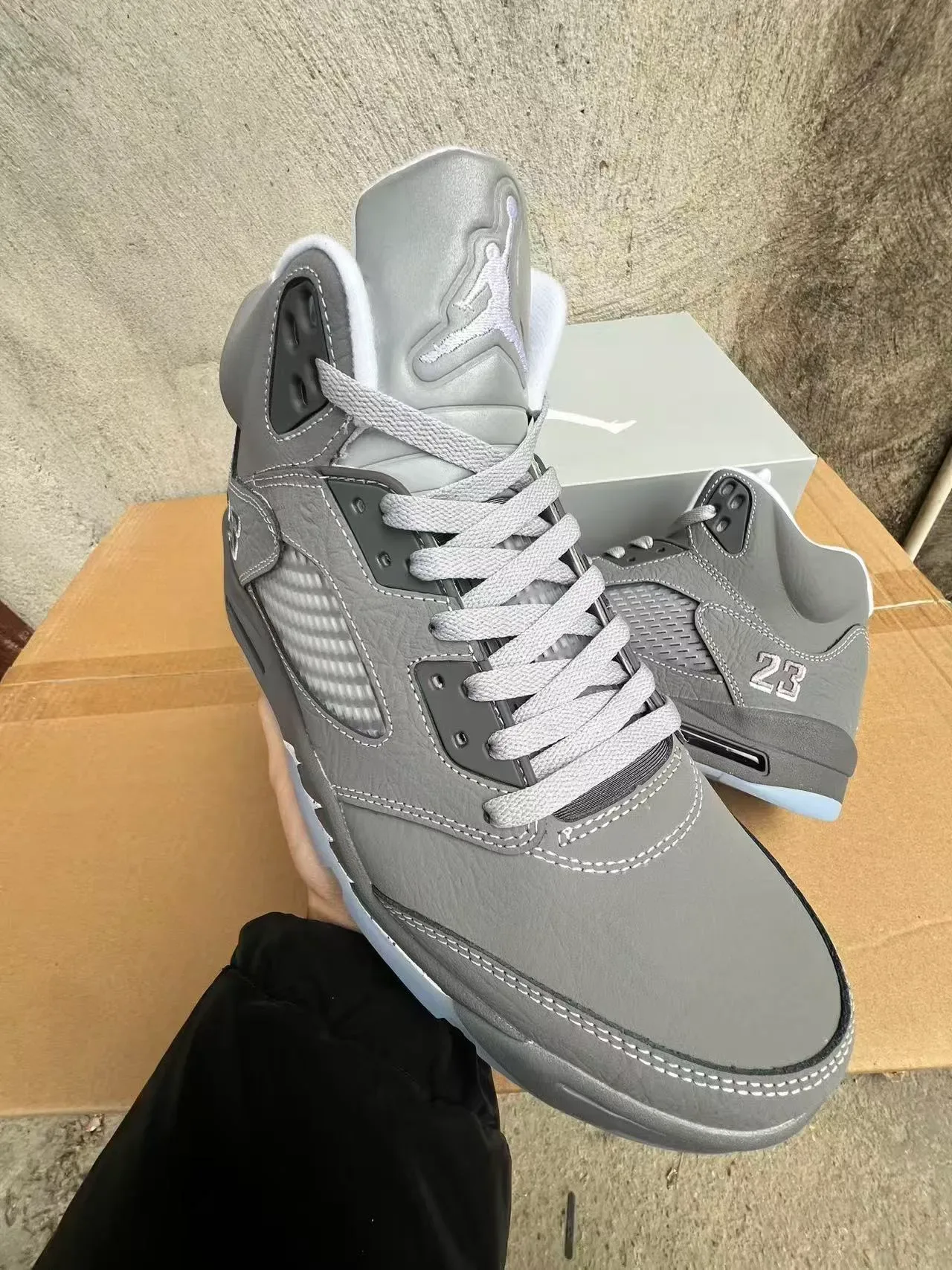 Air Jordan 5 Gris Bleu Clair Translucide Chaussures de Basketball 2