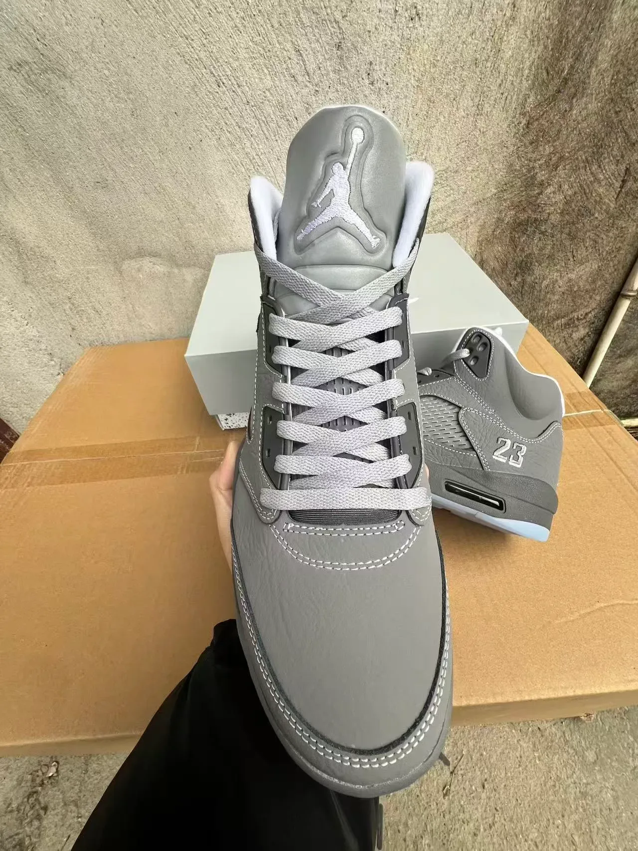 Air Jordan 5 Gris Bleu Clair Translucide Chaussures de Basketball 3