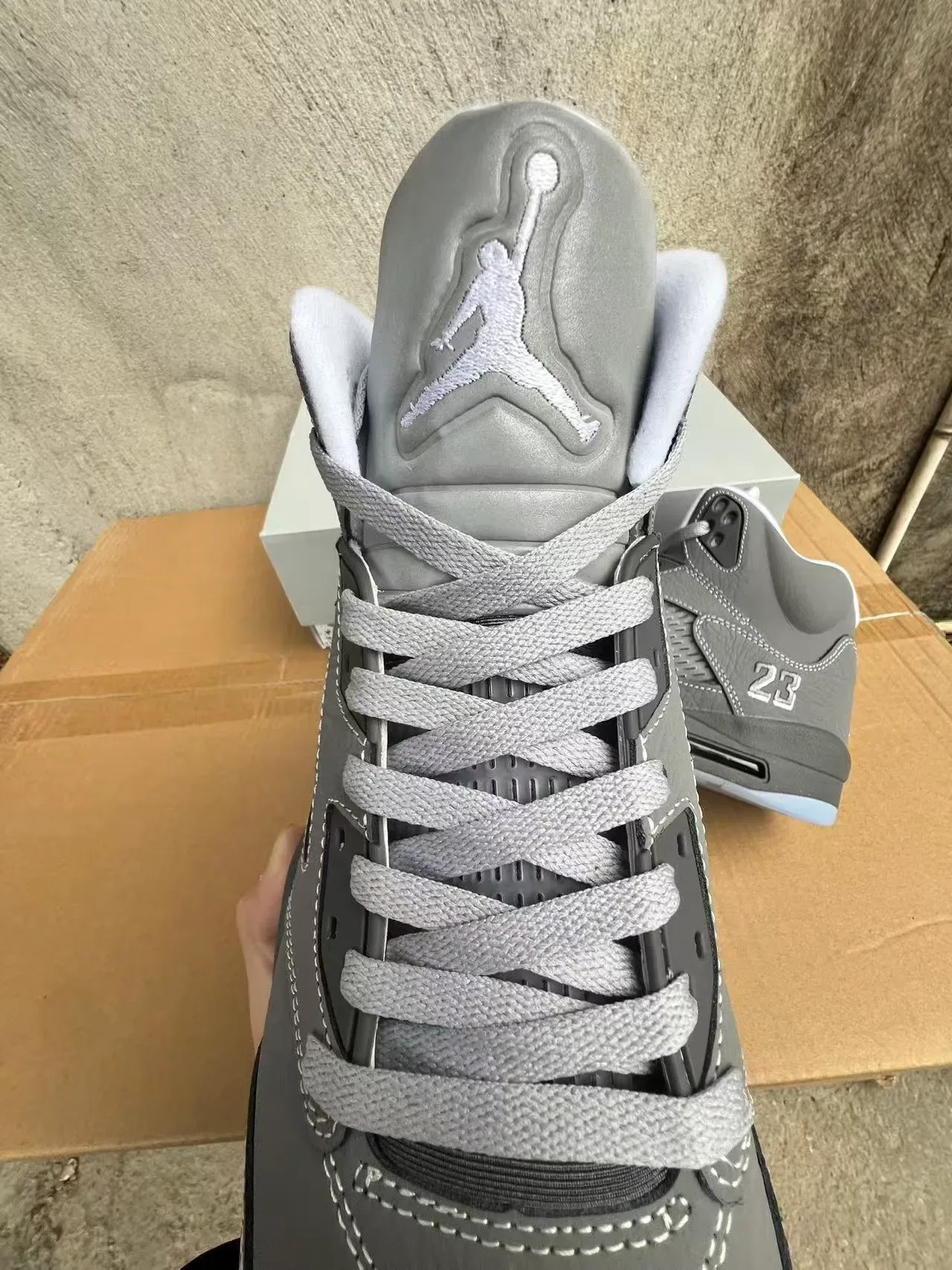 Air Jordan 5 Gris Bleu Clair Translucide Chaussures de Basketball 4