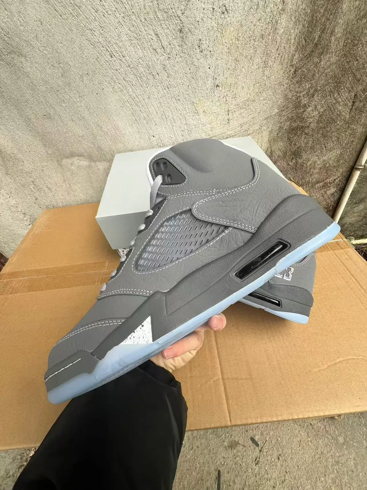 Air Jordan 5 Gris Bleu Clair Translucide Chaussures de Basketball 5