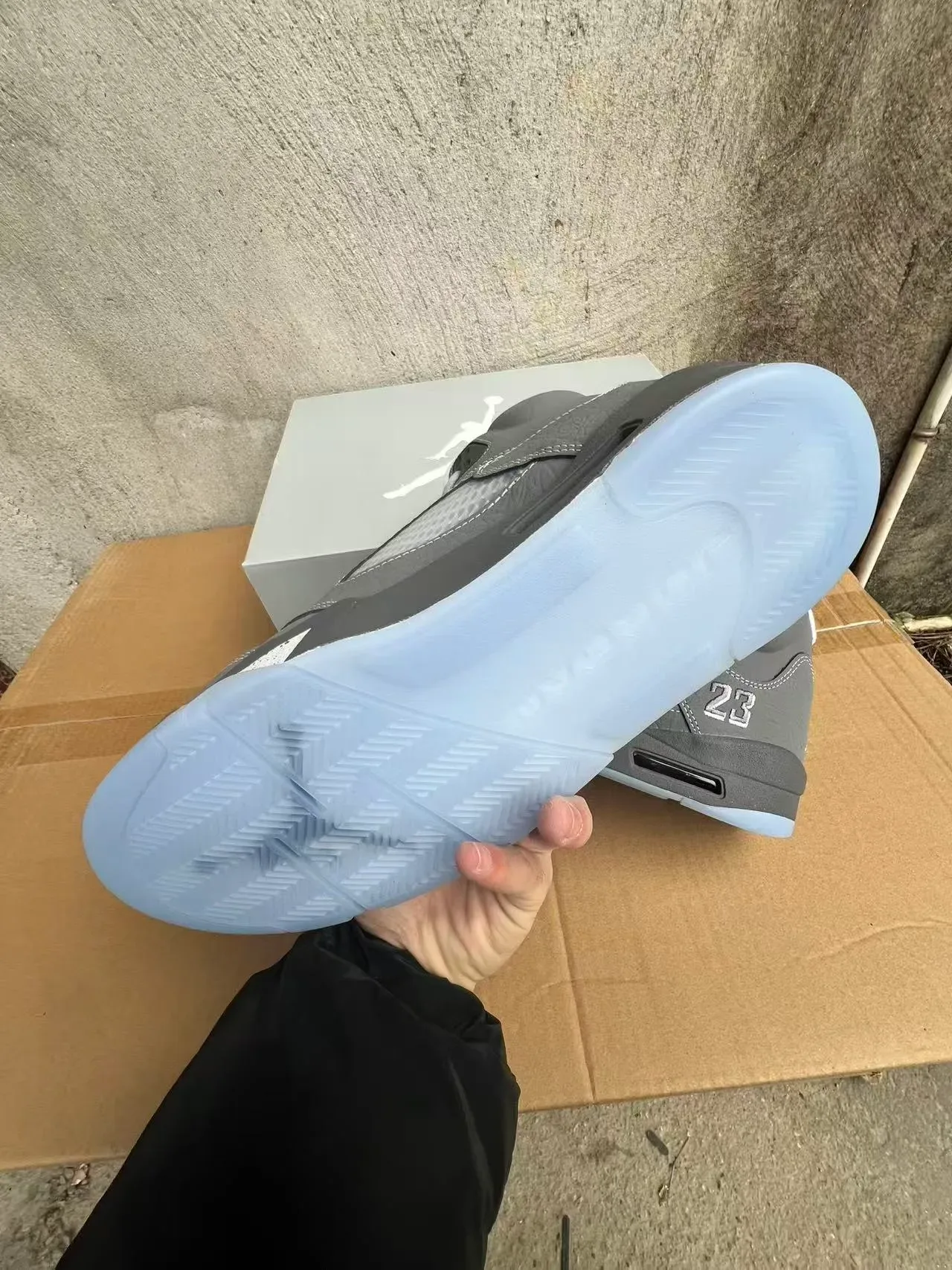 Air Jordan 5 Gris Bleu Clair Translucide Chaussures de Basketball 6