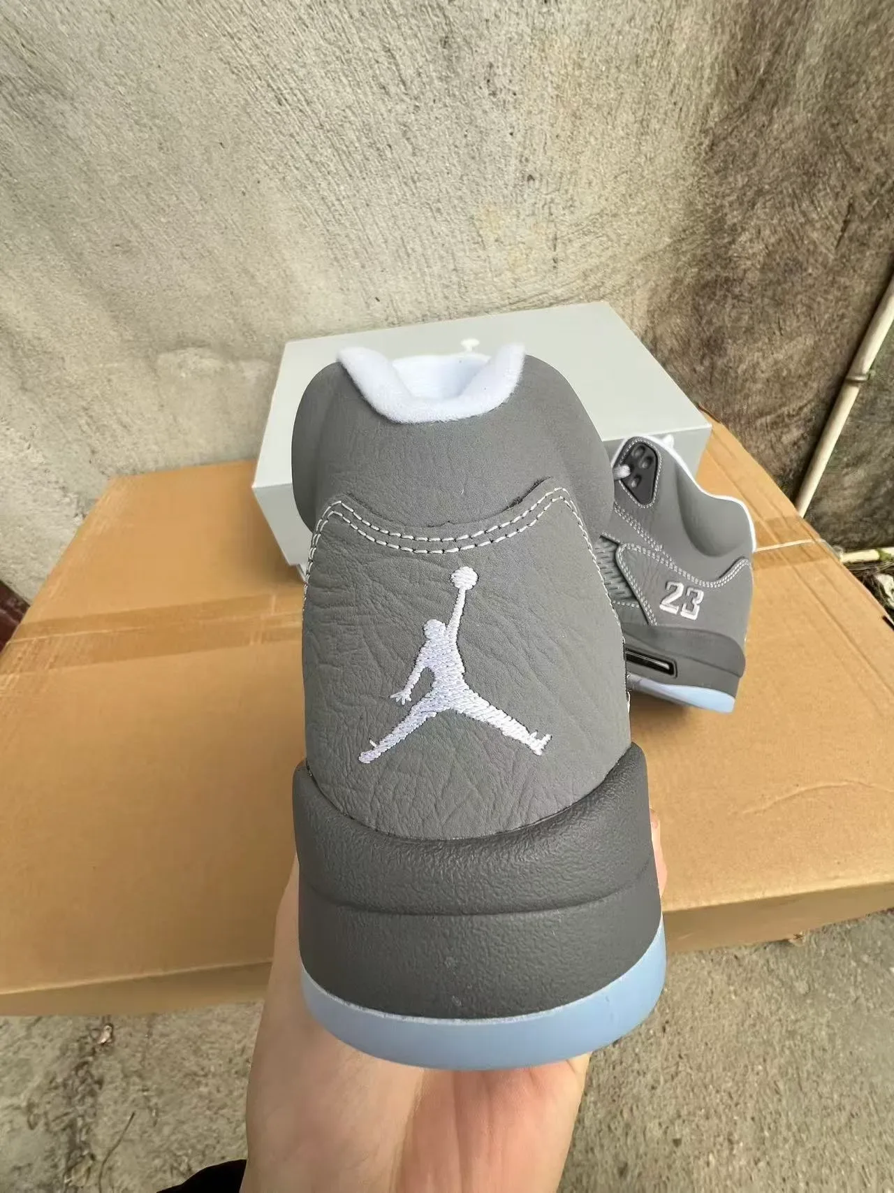 Air Jordan 5 Gris Bleu Clair Translucide Chaussures de Basketball 8