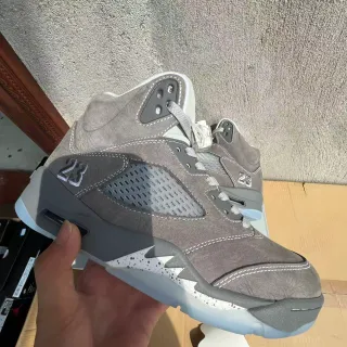Air Jordan 5 Gray Suede High-Top Basketball Shoes