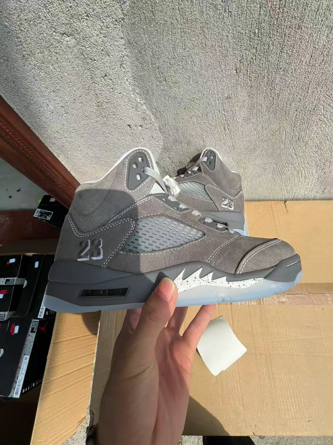 Air Jordan 5 Gray Suede High-Top Basketball Shoes 5