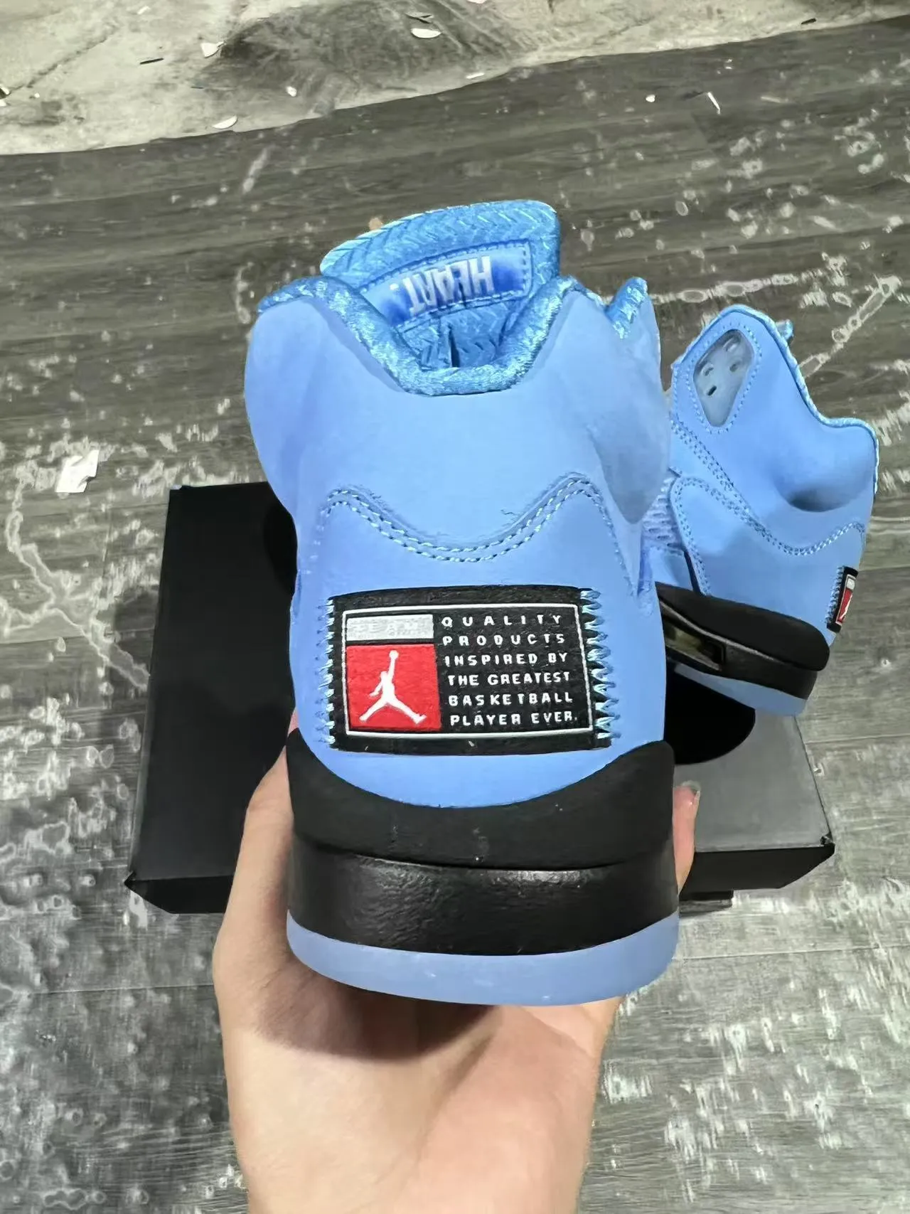 Air Jordan 5 Tênis de Basquete Azul Claro de Suede e Malha 7
