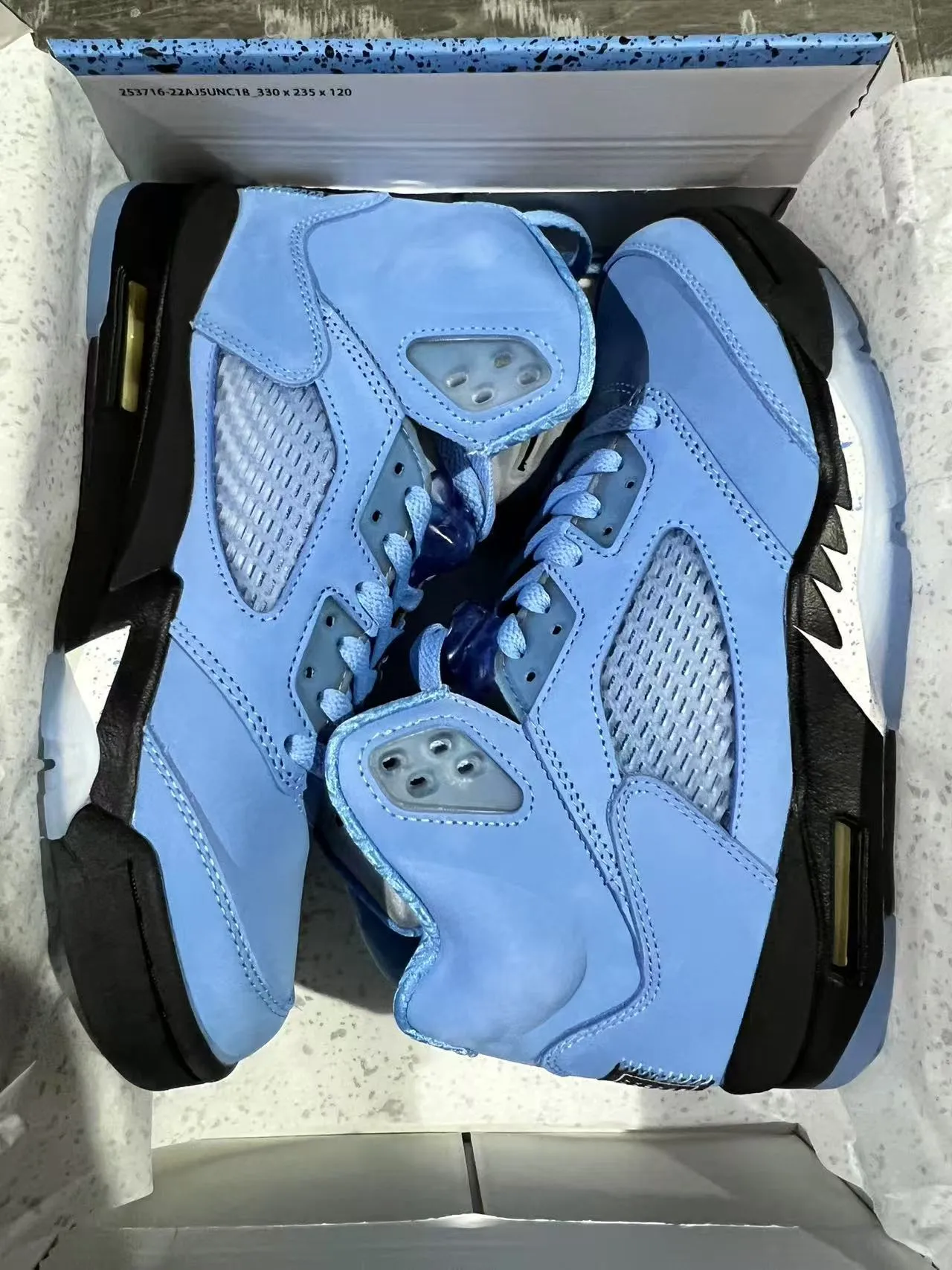 Air Jordan 5 Tênis de Basquete Azul Claro de Suede e Malha 8