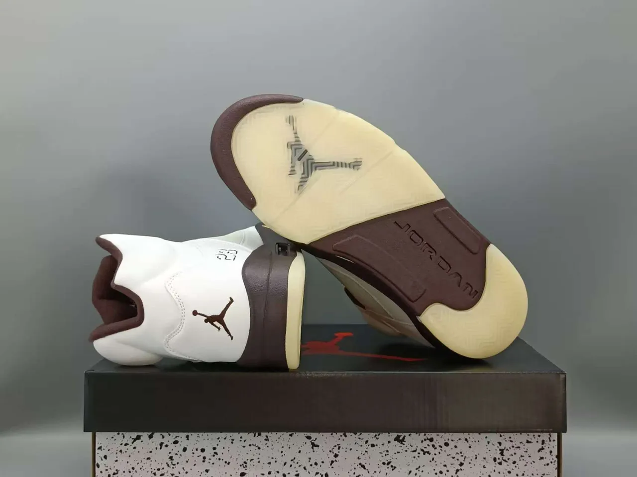 Air Jordan 5 White Brown Gold Basketball Shoes 6