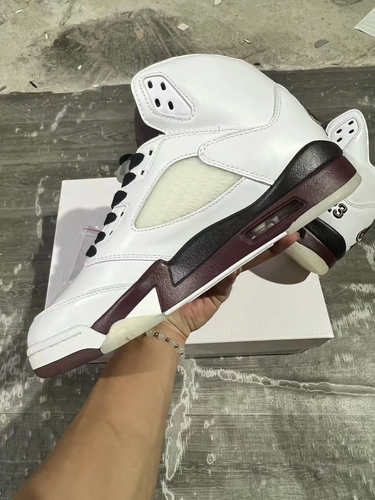 Air Jordan 5 White Burgundy Basketball Shoes 5