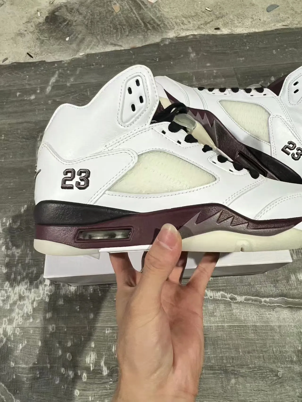 Air Jordan 5 White Burgundy Basketball Shoes 7