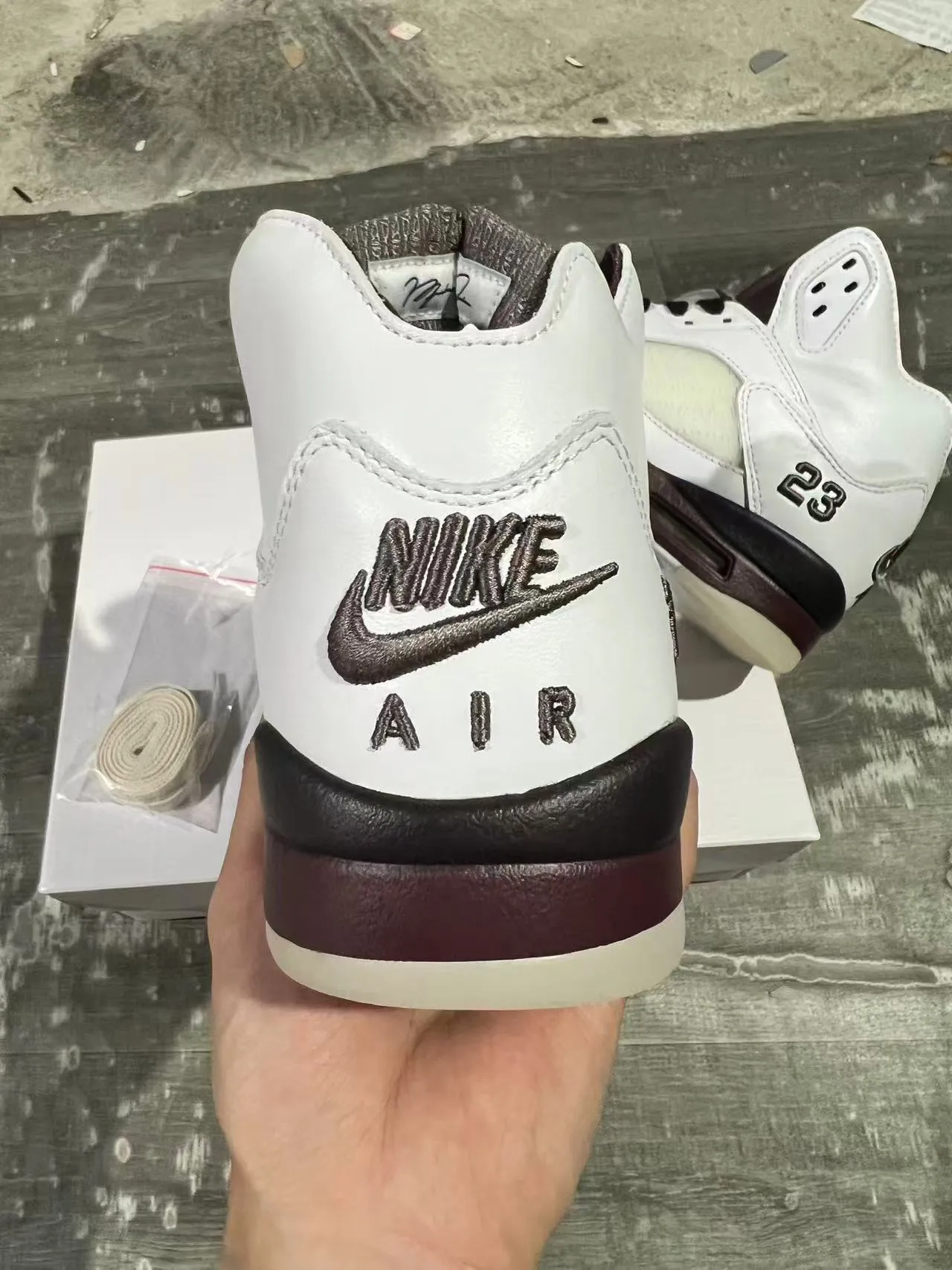 Air Jordan 5 White Burgundy Basketball Shoes 8