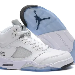 Air Jordan 5 White Light Blue Translucent Basketball Shoes