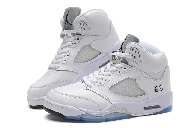 Air Jordan 5 White Light Blue Translucent Basketball Shoes 2