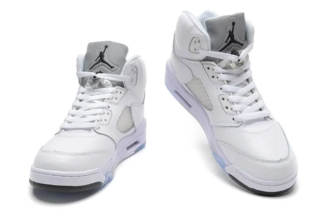 Air Jordan 5 White Light Blue Translucent Basketball Shoes 3