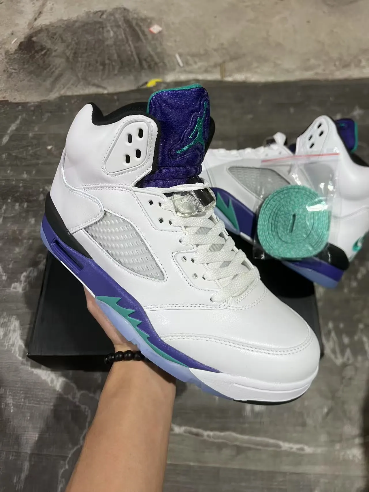Air Jordan 5 White Purple Teal Basketball Shoes 2