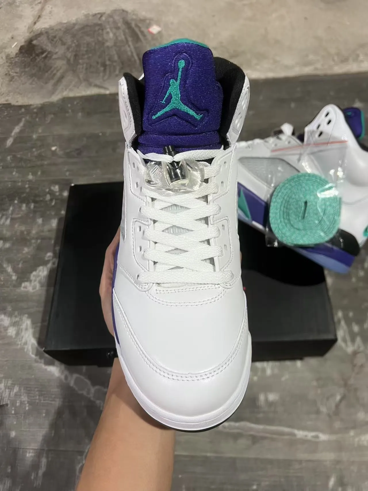 Air Jordan 5 White Purple Teal Basketball Shoes 3