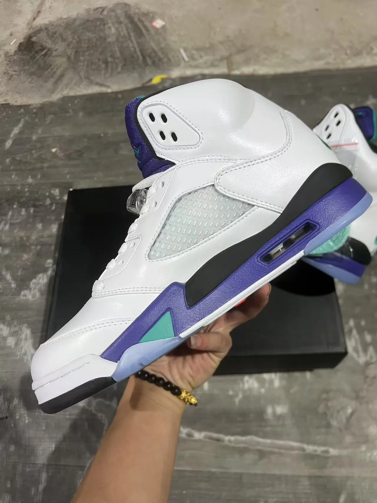 Air Jordan 5 White Purple Teal Basketball Shoes 5
