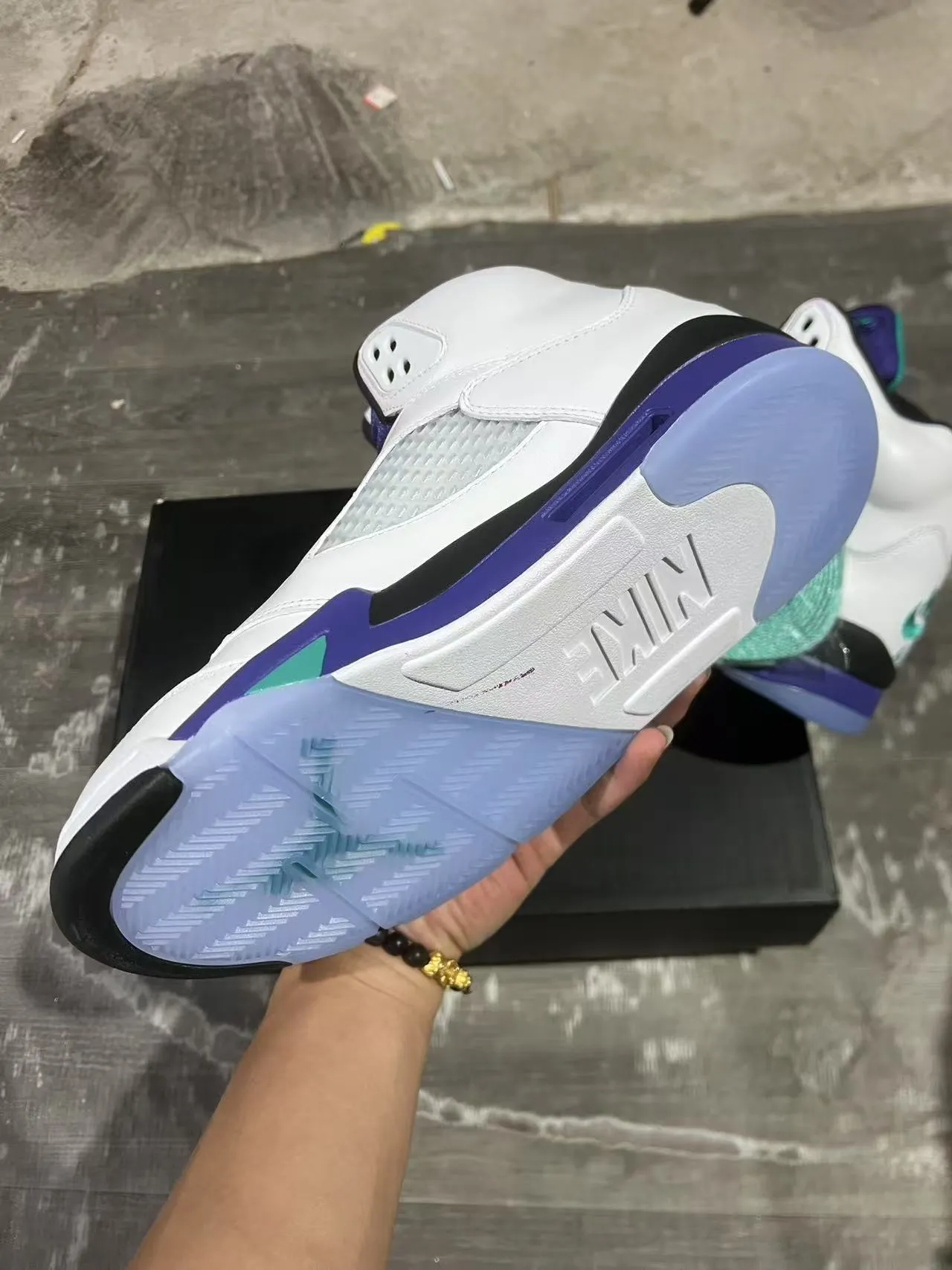 Air Jordan 5 White Purple Teal Basketball Shoes 6