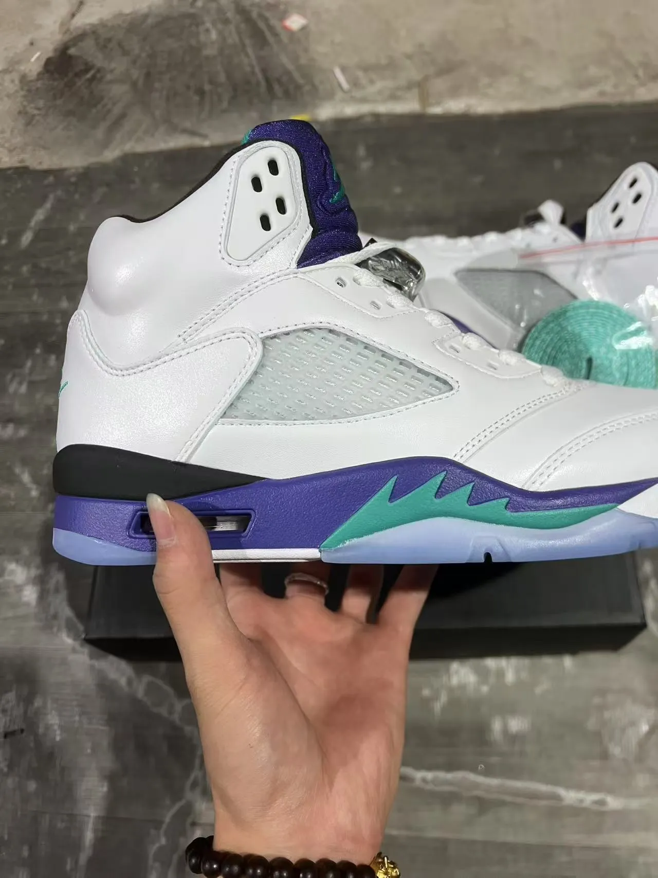 Air Jordan 5 White Purple Teal Basketball Shoes 7