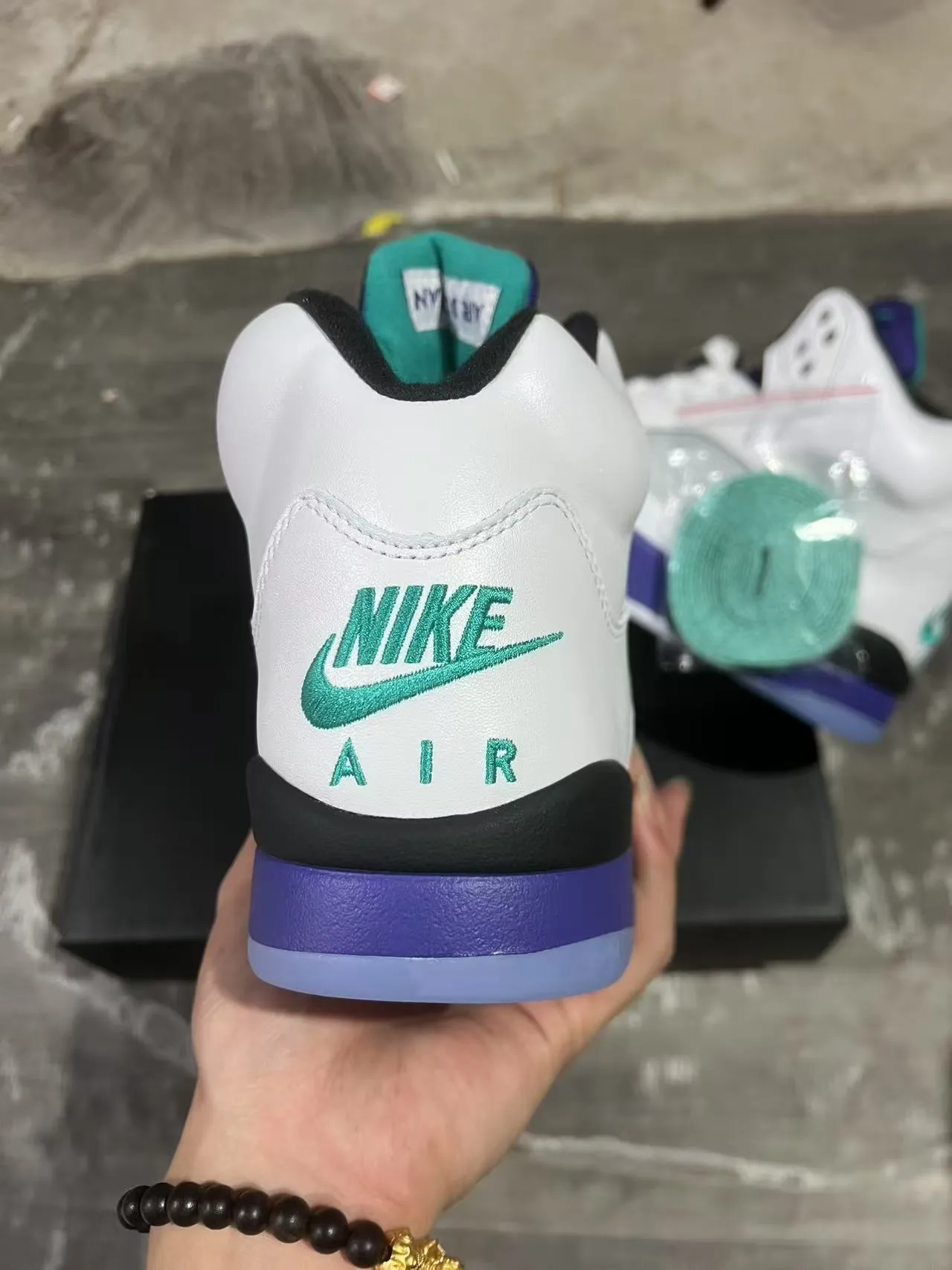 Air Jordan 5 White Purple Teal Basketball Shoes 8