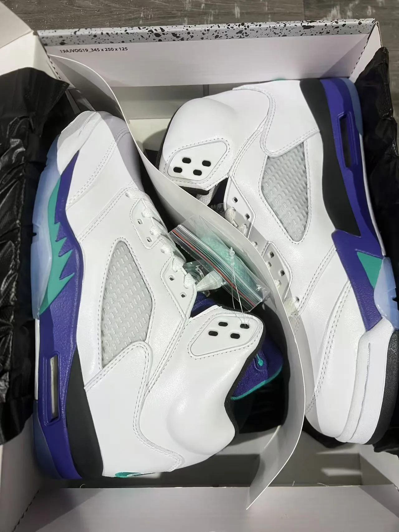 Air Jordan 5 White Purple Teal Basketball Shoes 9