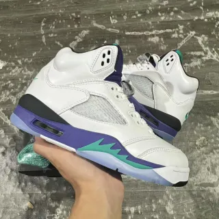 Air Jordan 5 White Purple Teal Basketball Shoes