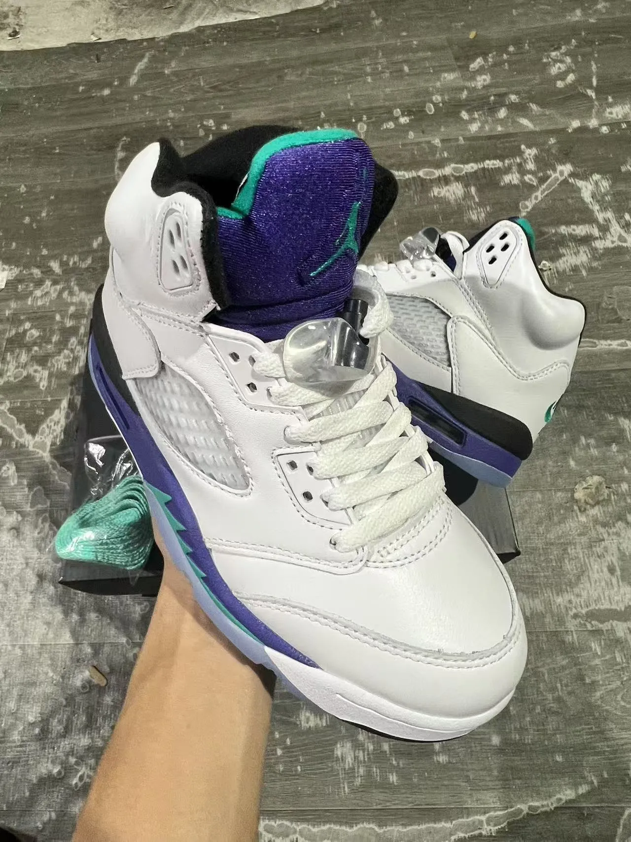Air Jordan 5 White Purple Teal Basketball Shoes 2