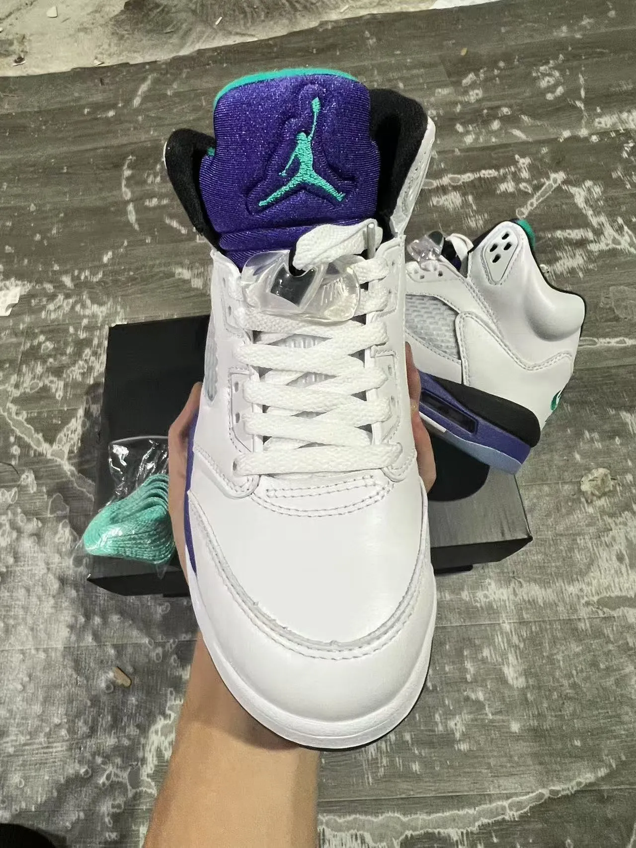 Air Jordan 5 White Purple Teal Basketball Shoes 3