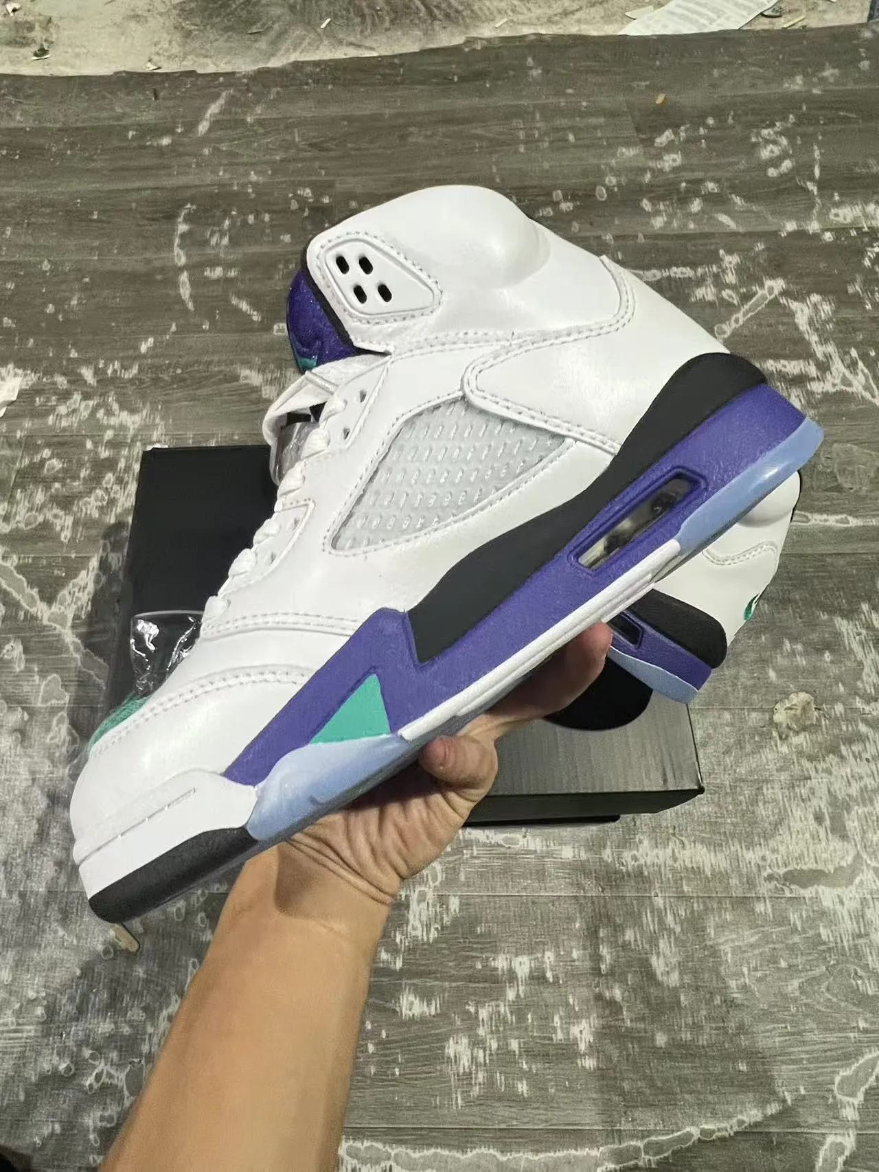 Air Jordan 5 White Purple Teal Basketball Shoes 5