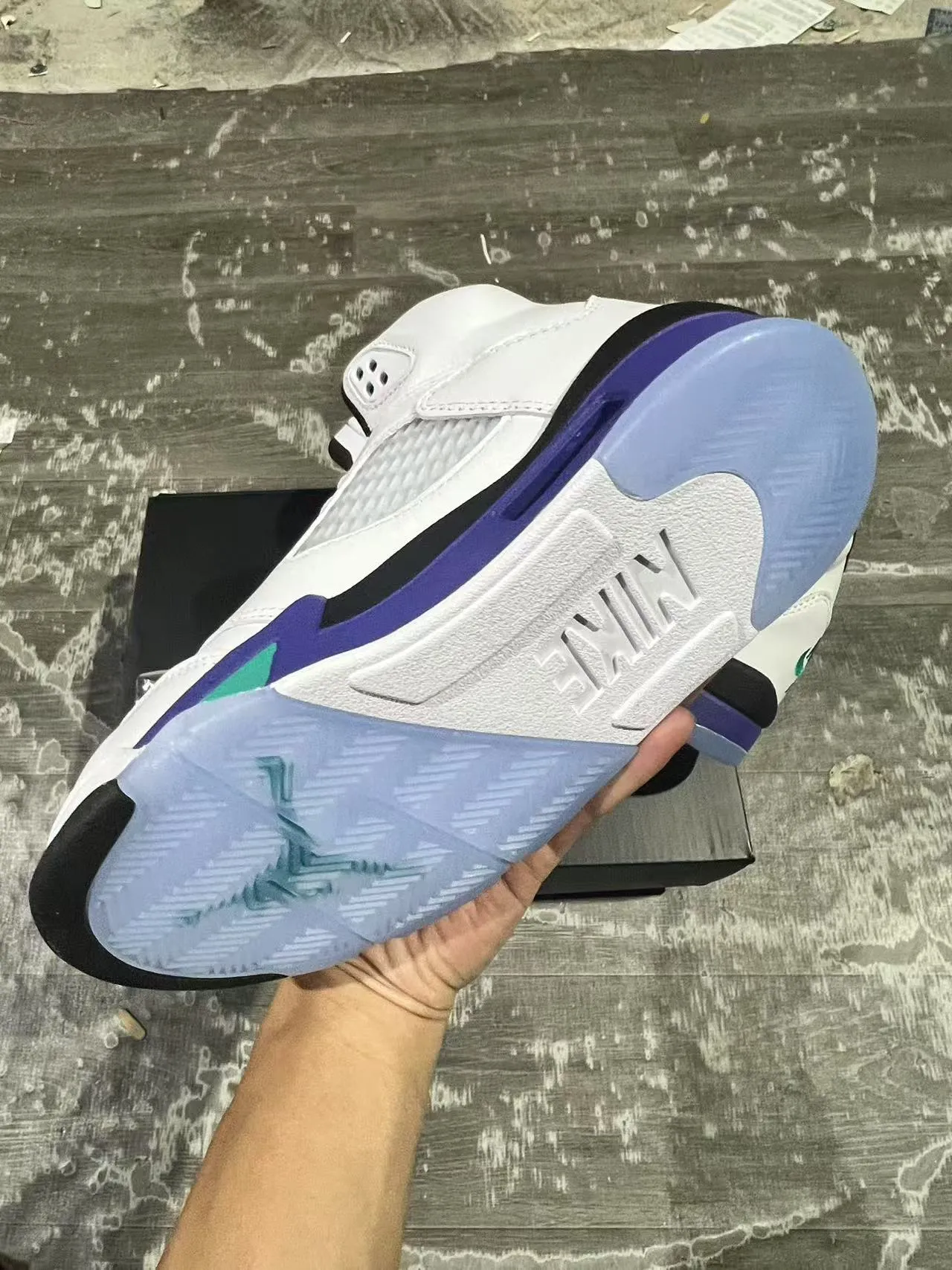 Air Jordan 5 White Purple Teal Basketball Shoes 6