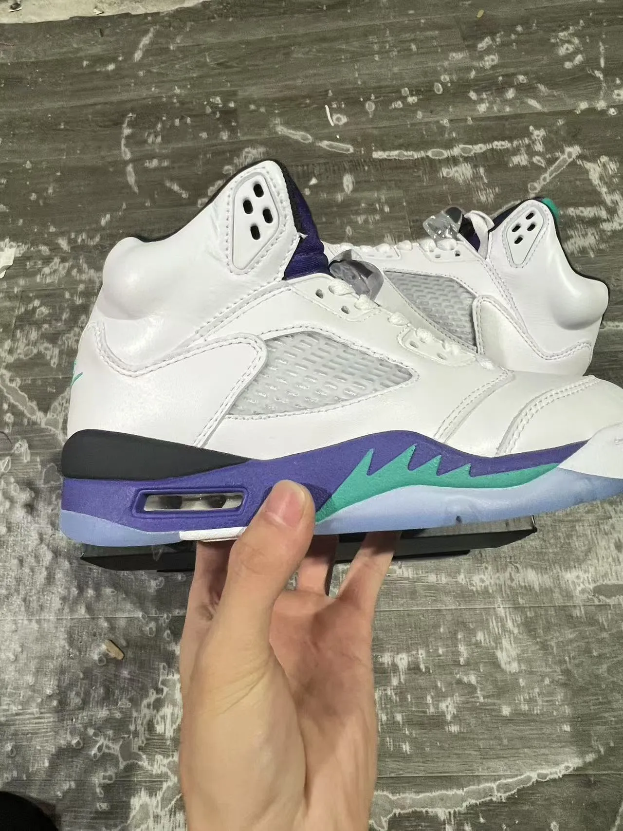 Air Jordan 5 White Purple Teal Basketball Shoes 7