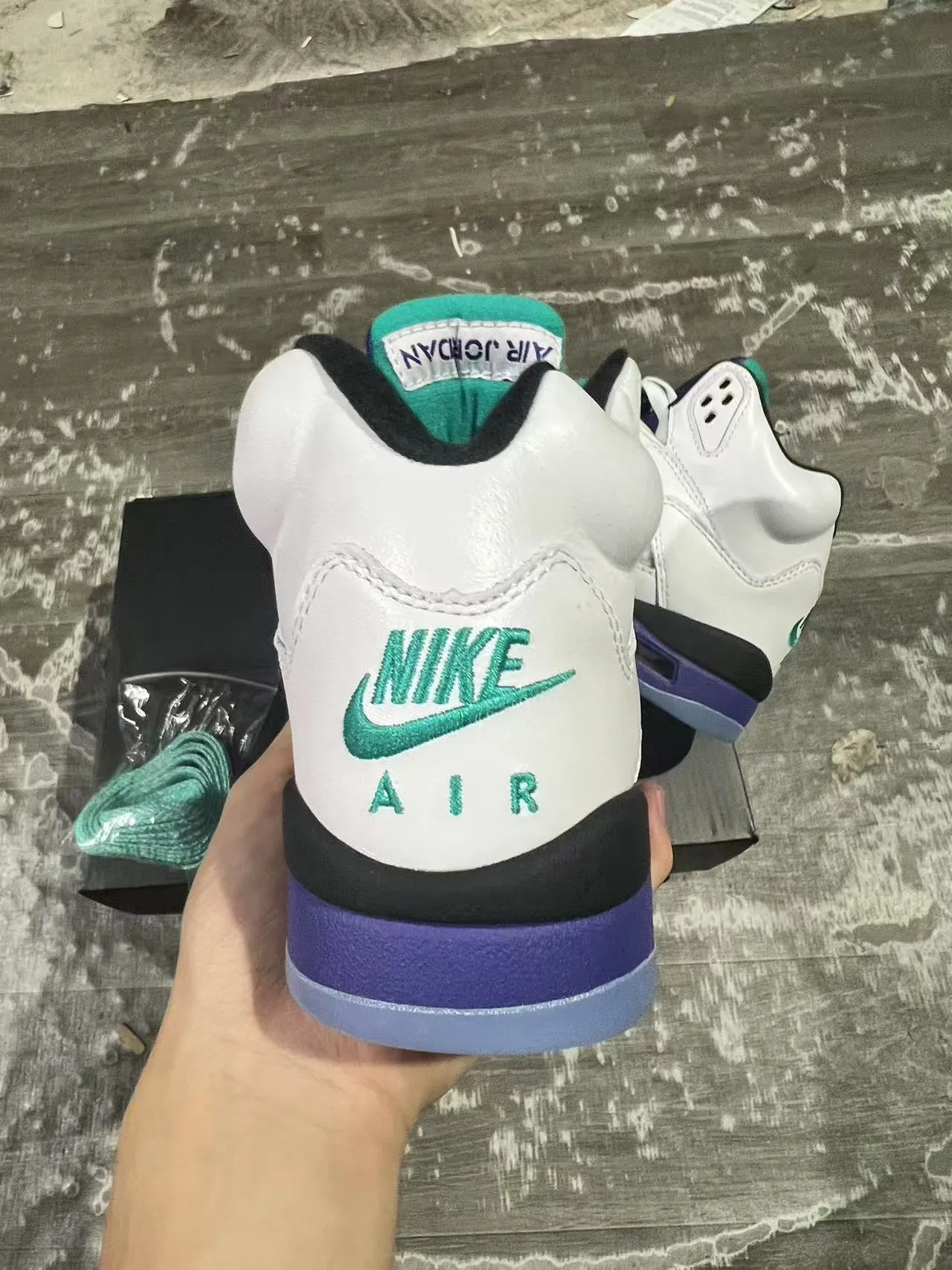 Air Jordan 5 White Purple Teal Basketball Shoes 8