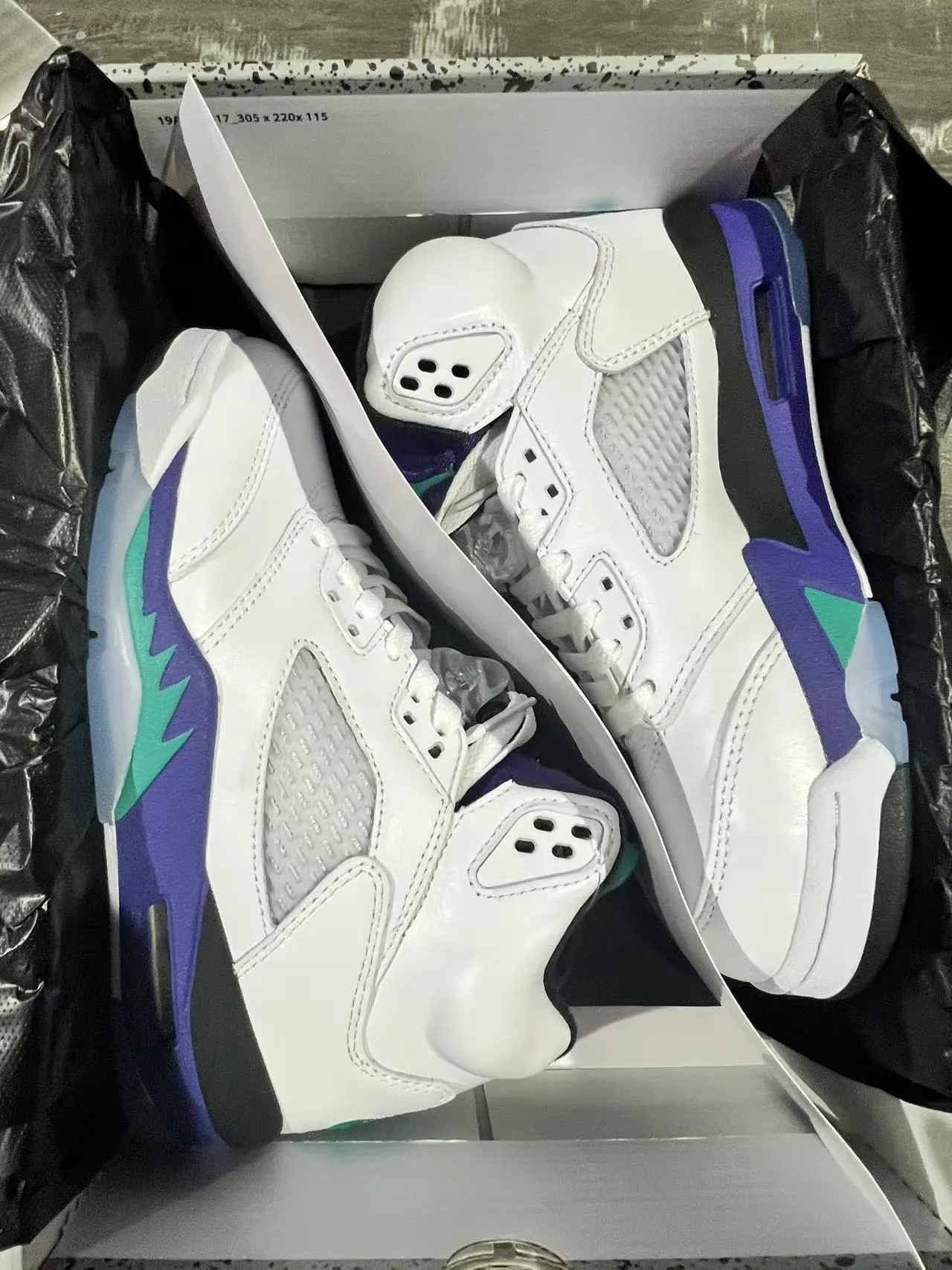 Air Jordan 5 White Purple Teal Basketball Shoes 9