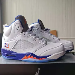 Air Jordan 5 White Royal Blue Orange Basketball Shoes