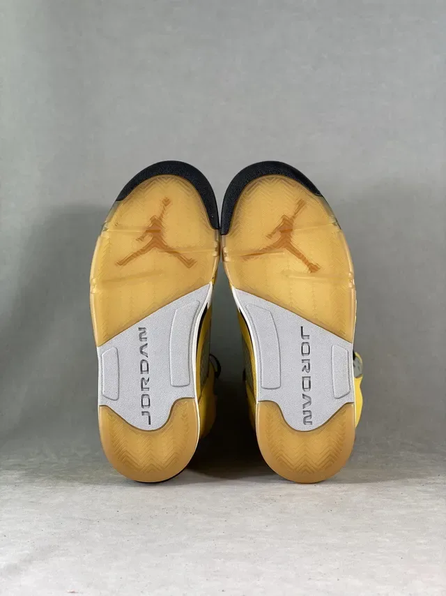 Air Jordan 5 Jaune Noir Argent Chaussures de Basketball 4
