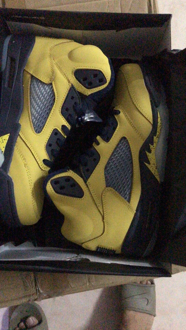 Air Jordan 5 Amarelo Marinho tênis de basquete 7