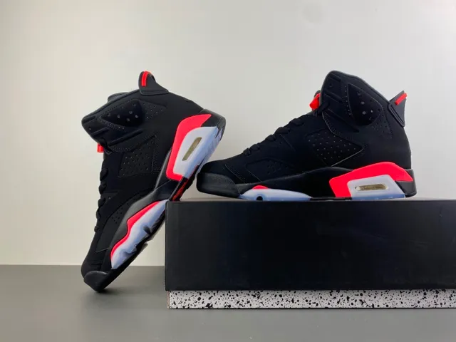 Air Jordan 6 Preto e Vermelho Tênis de Basquete 14