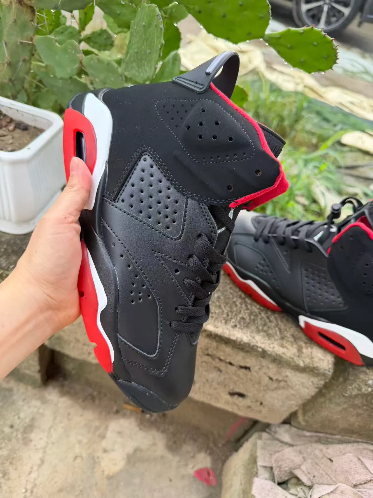 Air Jordan 6 Black Red White Basketball Shoes 3