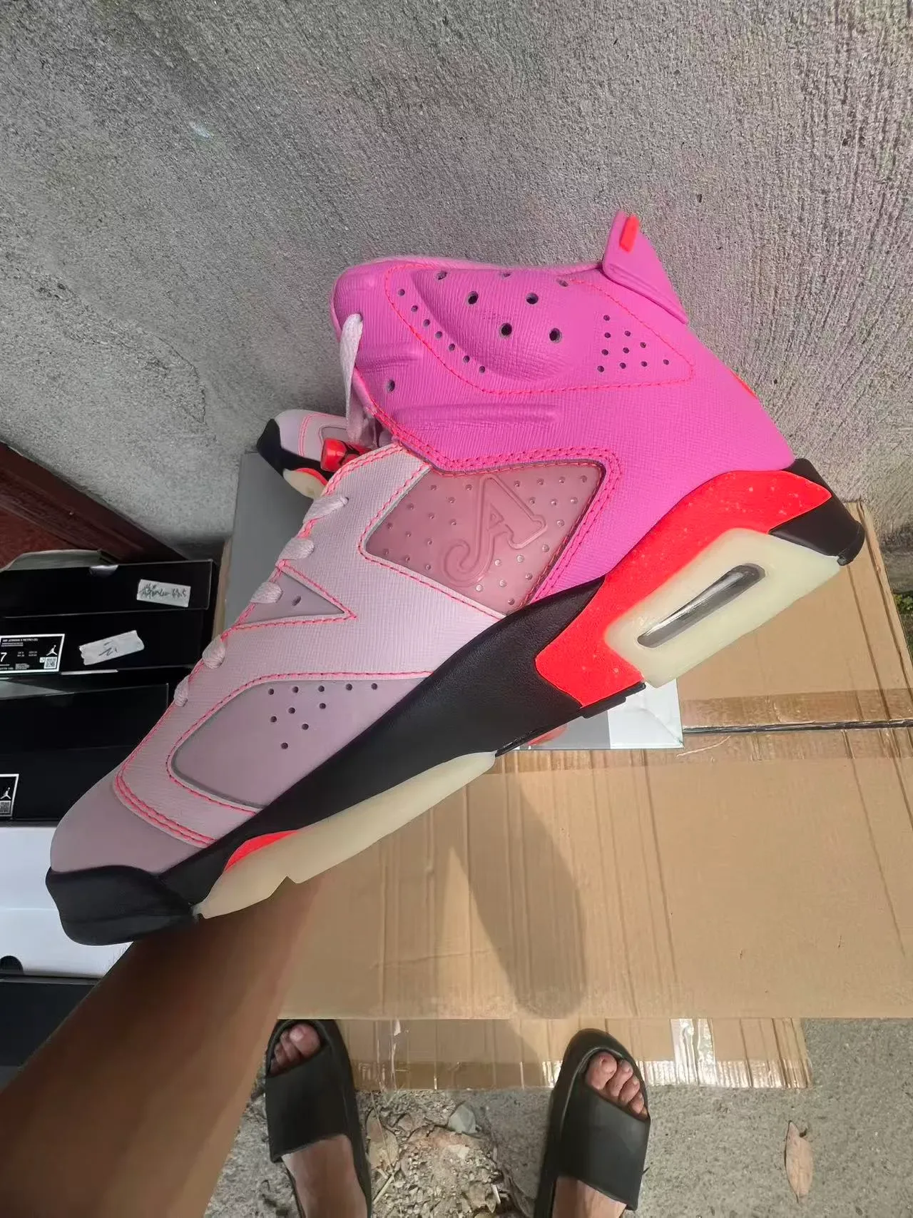 Air Jordan 6 أحذية كرة السلة وردي وبرتقالي 5