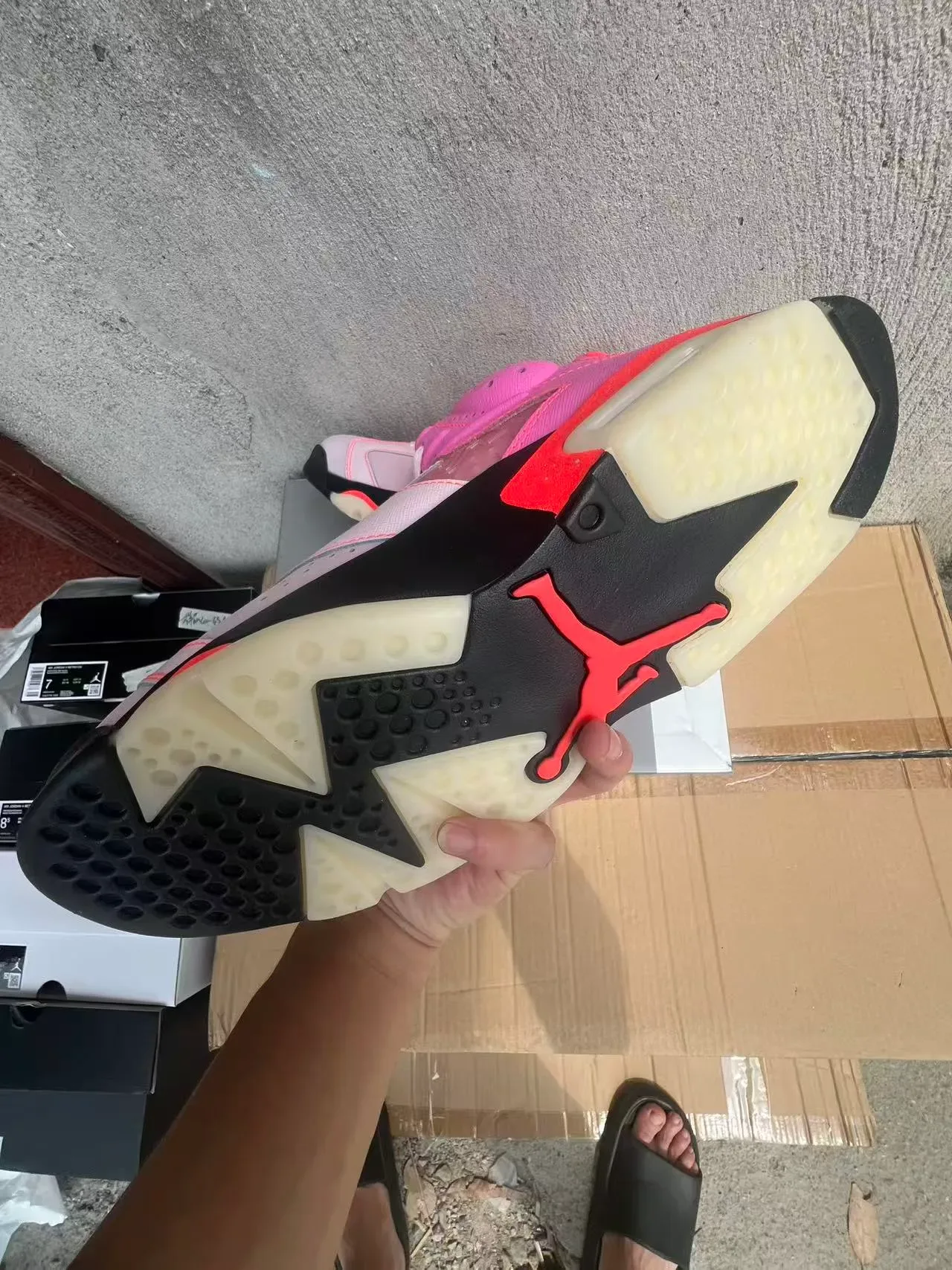 Air Jordan 6 أحذية كرة السلة وردي وبرتقالي 6