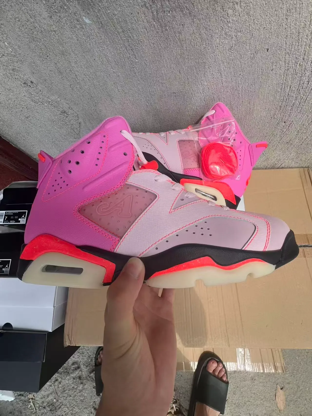 Air Jordan 6 أحذية كرة السلة وردي وبرتقالي 7
